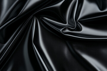 Fototapeta premium Sleek black satin fabric with glossy finish, luxurious and elegant texture