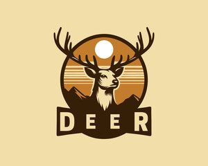 Deer Head Logo Vector Illustration for T-shirts
