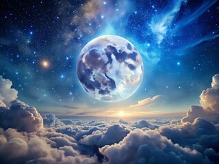 Obraz premium Stunning Full Moon Night Timelapse Animation 4K - Captivating Sky Views for Relaxation and Meditation