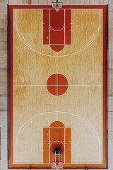 Top-Down View of an Empty Indoor Basketball Court