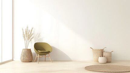 Cozy corner with olive chair
