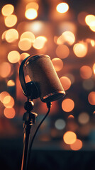 Microphone with Bokeh Lights