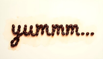Coffee beans spelling 'yumm' evoke a sense of aroma and taste. Coffee Lifestyle