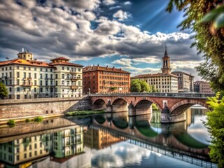 Obraz premium Stunning Ponte Vittorio in Turin, Italy with High Depth of Field for Captivating Landscape Photography