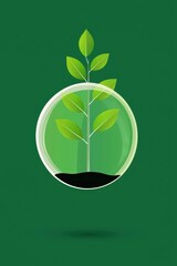 Green Plant Growth in Glass Container Illustration