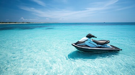 Naklejka premium Jetski park in sea water. Summer tropical sports.