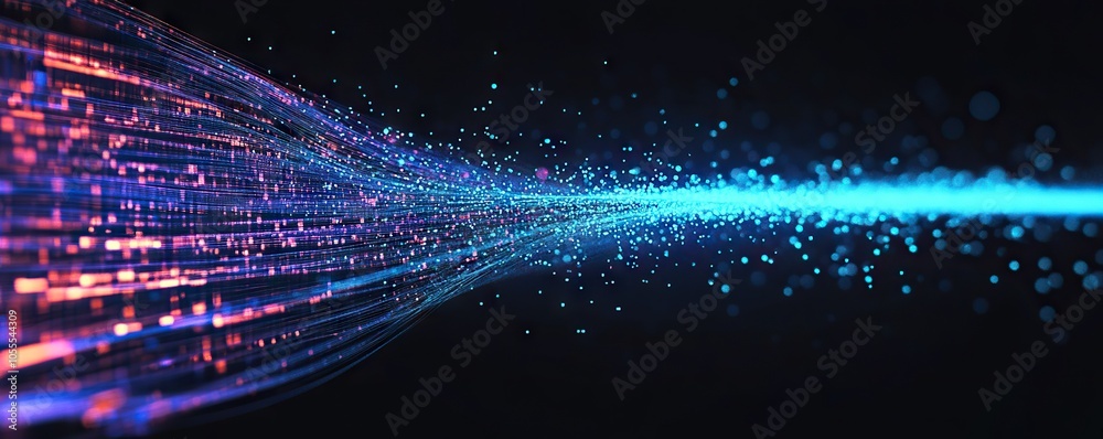 Poster Digital background perfect for tech processes, neural networks, artificial intelligence, data transfer and encryption, digital archives, sound and graphic presentations, science, education, etc.