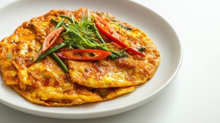 A serving of roti bawang putih on a white dish, with ample copy space for recipe or menu design.