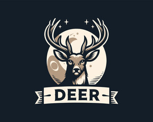 Deer Head Logo Vector Illustration for T-shirts