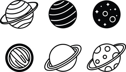 set of globe and planet silhouette vector illustration with with background