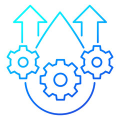 lubricant line icon, drop, gears and arrows