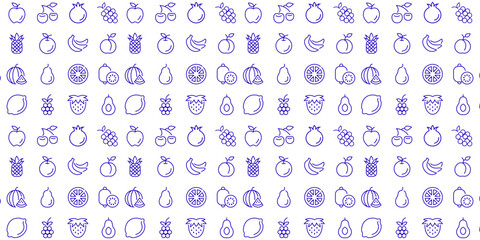 Vegetables and fruits Seamless hand drawn doodle pattern. Illustration for backgrounds, card, posters, banners, textile prints, cover, web design. Eat healthy. Vector icons.