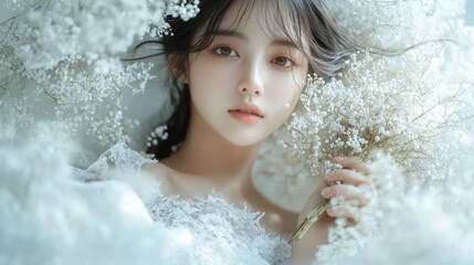 Portrait of Bride Holding Bouquet in Sunlight