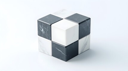 Sleek Contemporary Cube Blocks with Marble Accents - Artistic Black and White Contrast for Modern Interior Design and Decor Inspiration