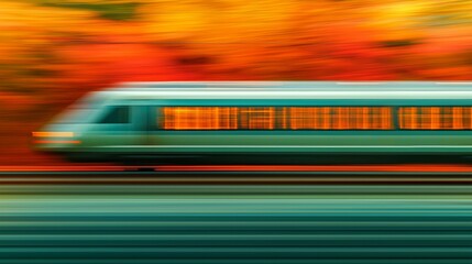 Abstract Motion of a Train in Autumn Colors