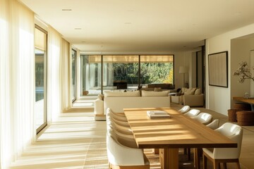 Contemporary dining area with soft natural lighting