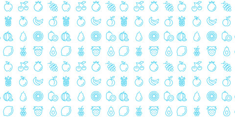 Vegetables and fruits Seamless hand drawn doodle pattern. Illustration for backgrounds, card, posters, banners, textile prints, cover, web design. Eat healthy. Vector icons.