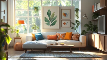 A cozy family space featuring oversized cushions, interactive decor, and bright artwork that encourages bonding and happiness