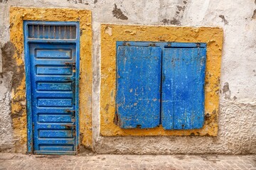 Blue old door in Essaouira, Morocco