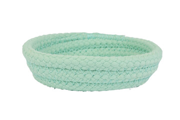 Round base, green bowl made of textile on a transparent background