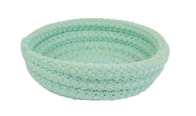 Round base, green bowl made of textile on a transparent background