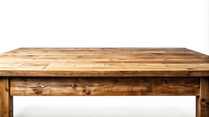 empty wooden table isolated on white background with depth of field
