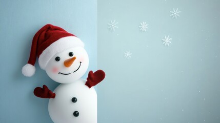 Fototapeta premium Cute snowman. Winter holiday theme.