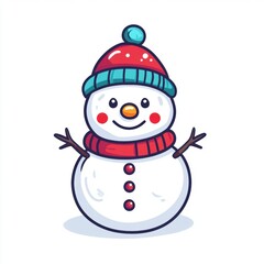 Cute snowman. Icon. Vector. Winter holiday theme.