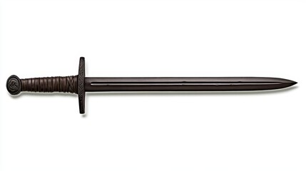A detailed image of a medieval sword with a leather-wrapped handle, showcasing craftsmanship and historical significance.