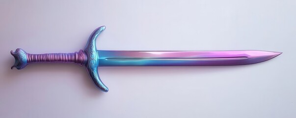 A vibrant and polished sword with a unique gradient of blue and purple hues, perfect for fantasy art and design themes.