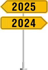 2025 New Year concept road sign board with text - vector illustration