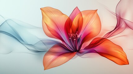 Obraz premium Colorful Abstract Flower with Flowing Lines