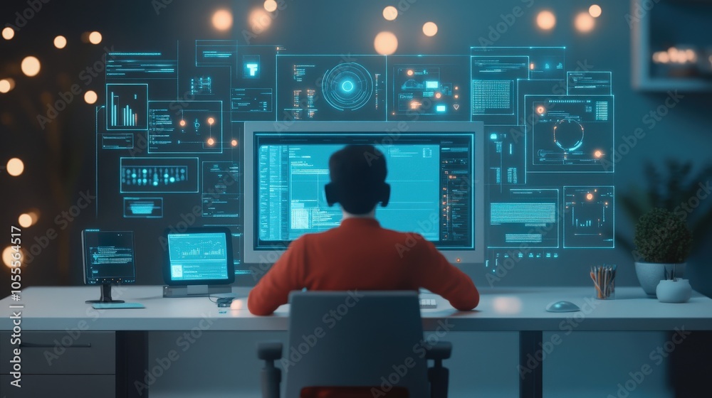 Poster Exploring the future of technology a programmer's perspective in a digital workspace with advanced interfaces