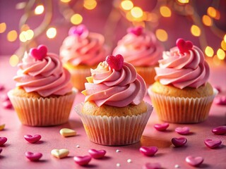 Valentine's Day Cupcakes Decorated in Pink for Romantic Celebrations