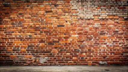 Naklejka premium Exposed brick wall with worn and weathered mortar lines in a urban setting, urban decay, architectural details, worn walls, grime