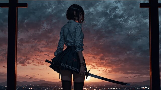 A woman holding a sword ahead of battle. A majestic wallpaper. ///// https://www.youtube.com/watch?v=nevImUFqqto&t=43s