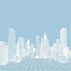 Naklejka premium Wireframe Cityscape