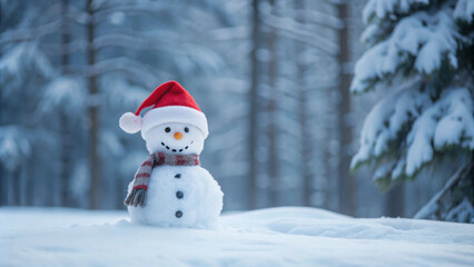 Fototapeta premium snowman on a snow