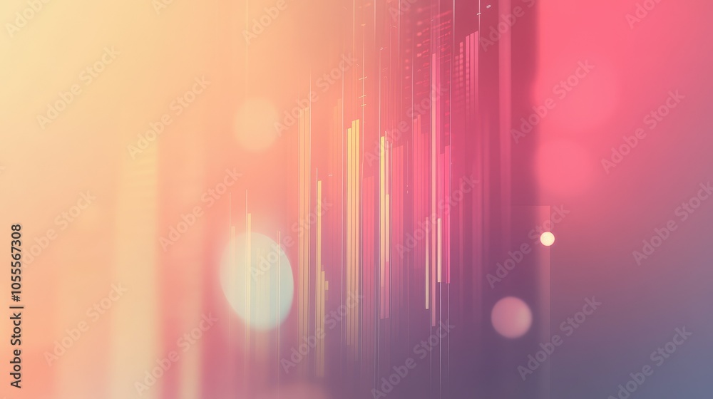 Poster Conceptual interface banner showing graphs and timeline icons on a gradient blurred background, data technology theme