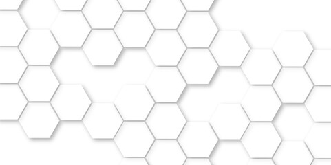 Abstract white background with hexagon and hexagonal background. Luxury white pattern with hexagons. abstract 3d hexagonal background with shadow. 3D futuristic abstract honeycomb mosaic background.