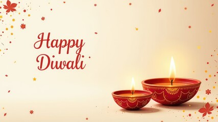 Happy Diwali celebration background.  The Festival of Lights with oil lamps