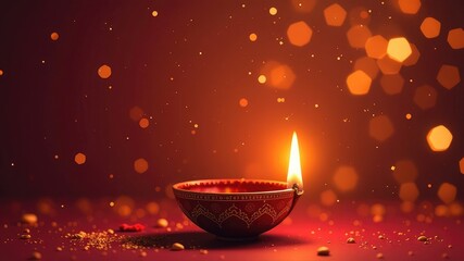 Happy Diwali celebration background.  The Festival of Lights with oil lamps
