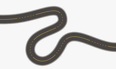 Serpentine road. Hightway on white background. Curve pathway. Vector	