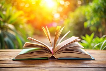 Vibrant Open Book with Colorful Pages and Copy Space for Creative Designs