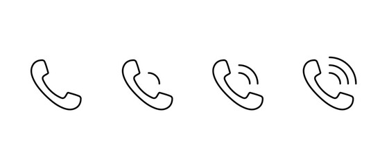 Phone call line icon set in generic style. Handset outline sign symbol