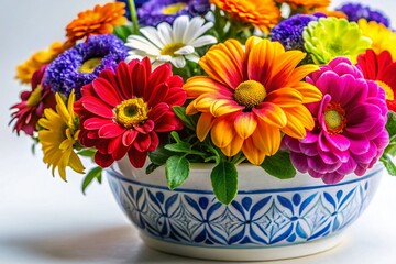 Vibrant Potted Flowers in Ceramic Pot - Urban Exploration Photography
