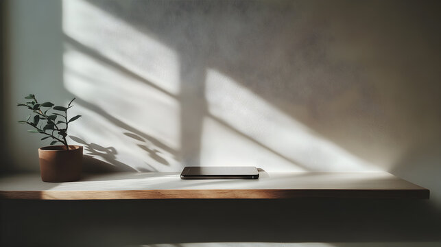 Fototapeta Smartphone in a minimalist room.