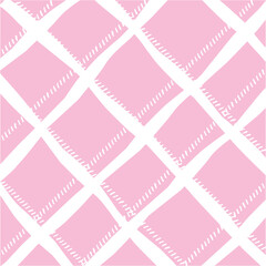 Vector hand drawn cute checkered pattern. Doodle Plaid geometrical dry brush texture. Uneven double crossing lines. Abstract cute delicate pattern ideal for fabric, textile, wallpaper.