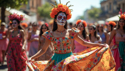 Naklejka premium Día de los Muertos (Day of the Dead) parade