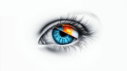 Eye with Fiery and Icy Iris Colors